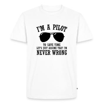 Je suis pilote - T-shirt Premium bio Homme - blanc - Devant - Nico (187cm)