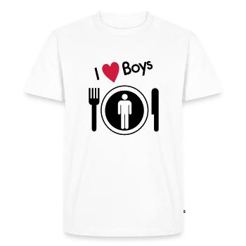 I love boys - T-shirt Premium bio Homme - blanc - Devant - Nico (187cm)