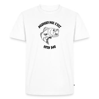 T- SHIRT PÊCHEUR AUJOURD'HUI C'EST OPEN BAR - T-shirt Premium bio Homme - blanc - Devant - Nico (187cm)