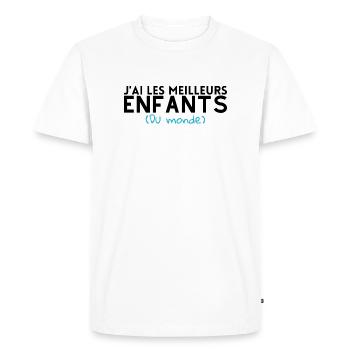 J'ai les meilleurs enfants du monde.cadeau famille - T-shirt Premium bio Homme - blanc - Devant - Nico (187cm)