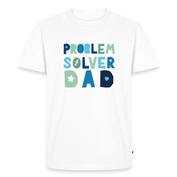Problem Solver Dad - Men's Premium Organic T-Shirt - white - Front - Nico (187cm)