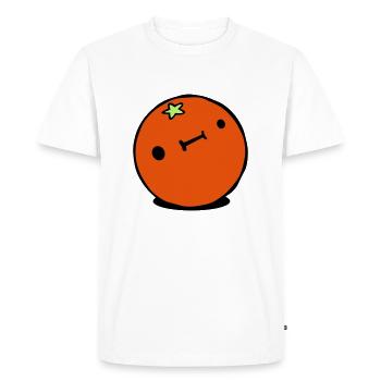 Cute Kawaii Orange Citrus Derp Face - Men's Premium Organic T-Shirt - white - Front - Nico (187cm)