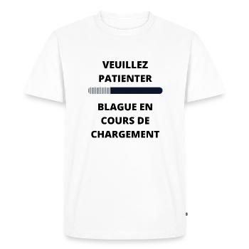 t-shirt blague en cours de chargement cadeau - T-shirt Premium bio Homme - blanc - Devant - Nico (187cm)