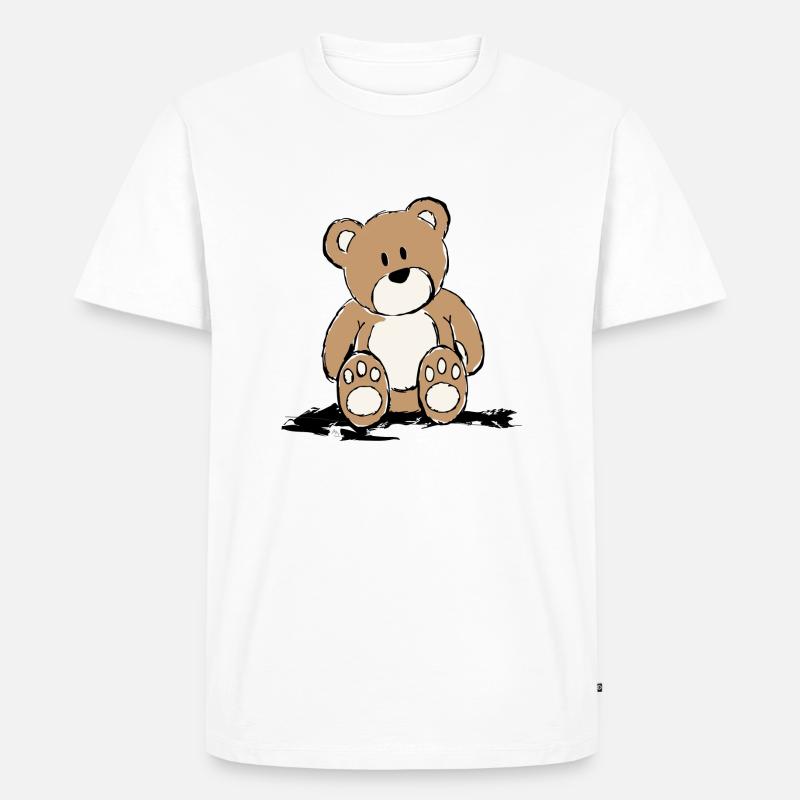 Teddy sitzend - Männer Premium Bio T-Shirt - Weiß