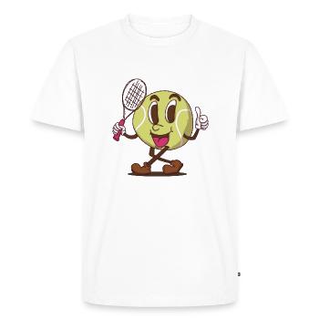 funky tennis ball cartoon face - Men's Premium Organic T-Shirt - white - Front - Nico (187cm)