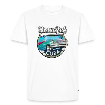 Beau logo de voyage à Cuba - T-shirt Premium bio Homme - blanc - Devant - Nico (187cm)