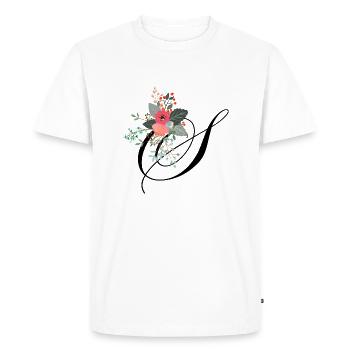 Lettre s fleuris - T-shirt Premium bio Homme - blanc - Devant - Nico (187cm)