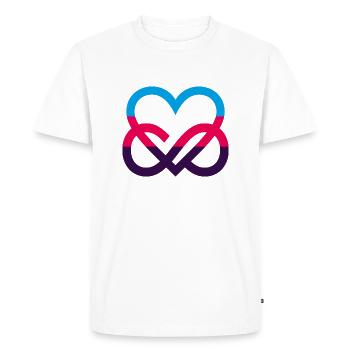 Polyamour Fierté Flag Coeur Infinity Heart - T-shirt Premium bio Homme - blanc - Devant - Nico (187cm)