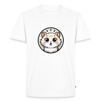 Surprised Cat - Men's Premium Organic T-Shirt - white - Front - Nico (187cm)