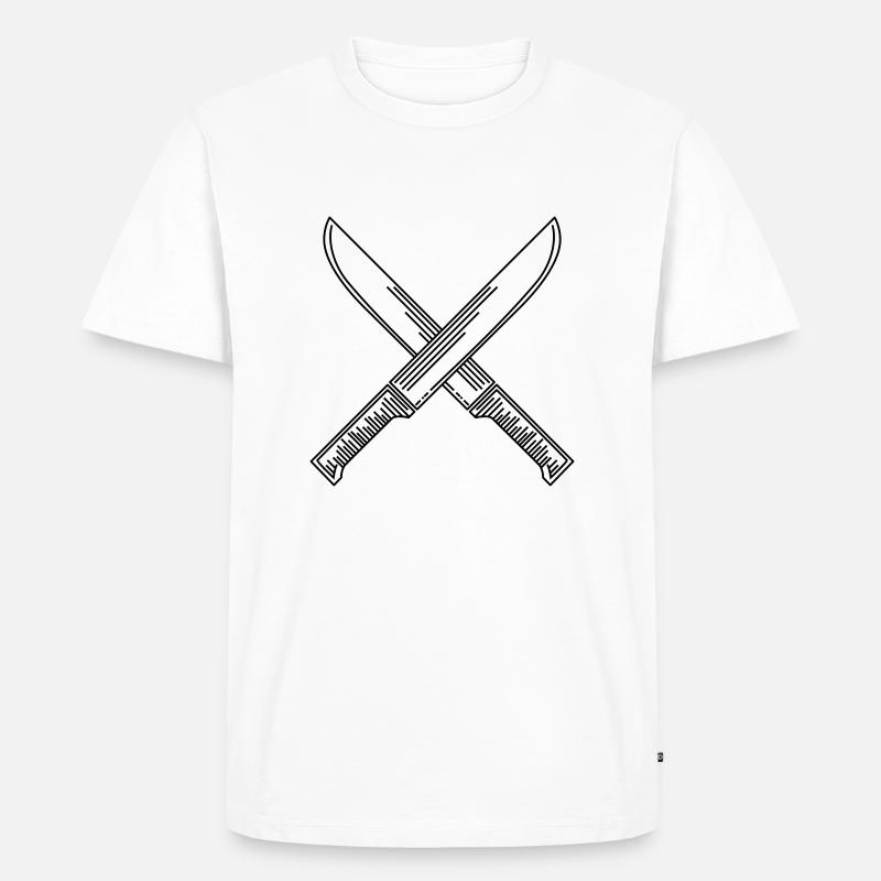 Messer - Männer Premium Bio T-Shirt - Weiß