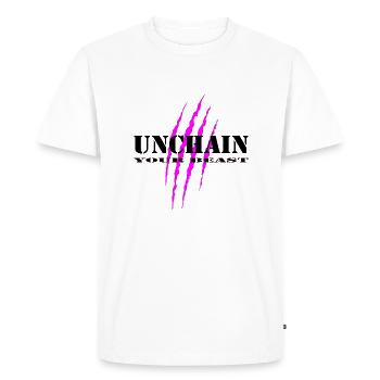 Unchain your beast pink - Men's Premium Organic T-Shirt - white - Front - Nico (187cm)