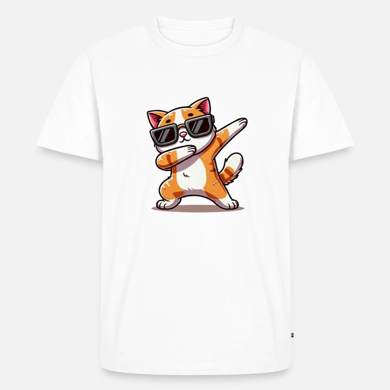 katze comic dabbing - Männer Premium Bio T-Shirt - Weiß
