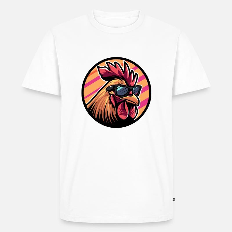 Hahn Comic Cool - Männer Premium Bio T-Shirt - Weiß