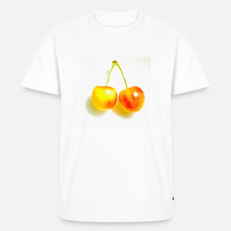 Kirsche - Männer Premium Bio T-Shirt - Weiß