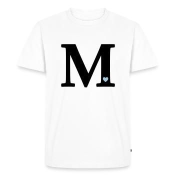 Lettre M Lettre initiale - T-shirt Premium bio Homme - blanc - Devant - Nico (187cm)