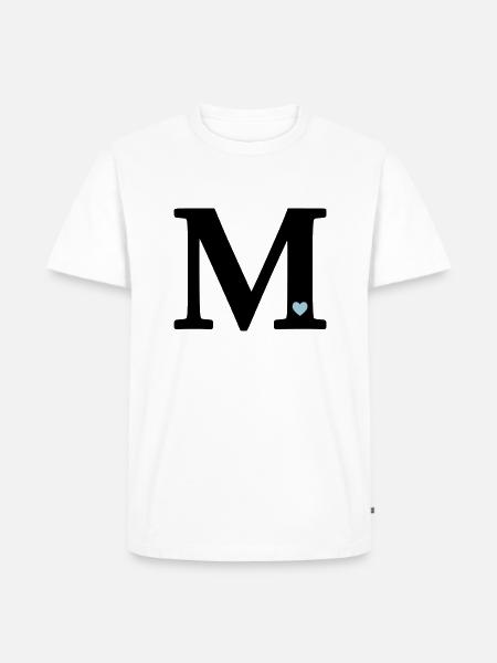 Letter M Initial Letter - Men's Premium Organic T-Shirt - white