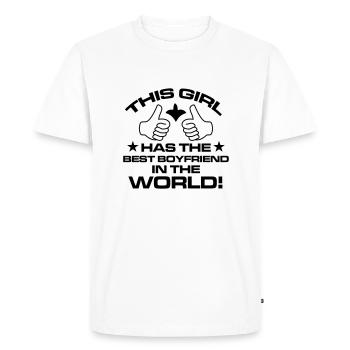 THE MACKENZIE HERE - HAS THE BEST BOYFRIEND EVER! - Men's Premium Organic T-Shirt - white - Front - Nico (187cm)