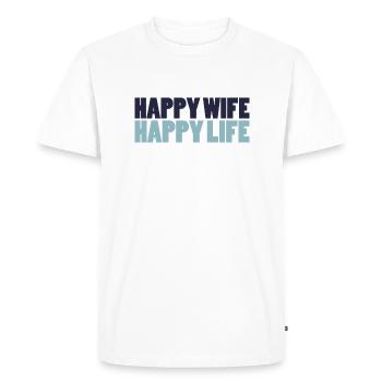Happy Wife Happy Life - T-shirt Premium bio Homme - blanc - Devant - Nico (187cm)