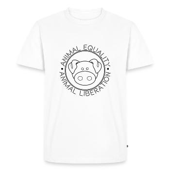 ÉGALITÉ ANIMALE LIBÉRATION ANIMALE - T-shirt Premium bio Homme - blanc - Devant - Nico (187cm)