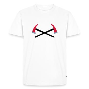 Hache de pompier croisée - T-shirt Premium bio Homme - blanc - Devant - Nico (187cm)