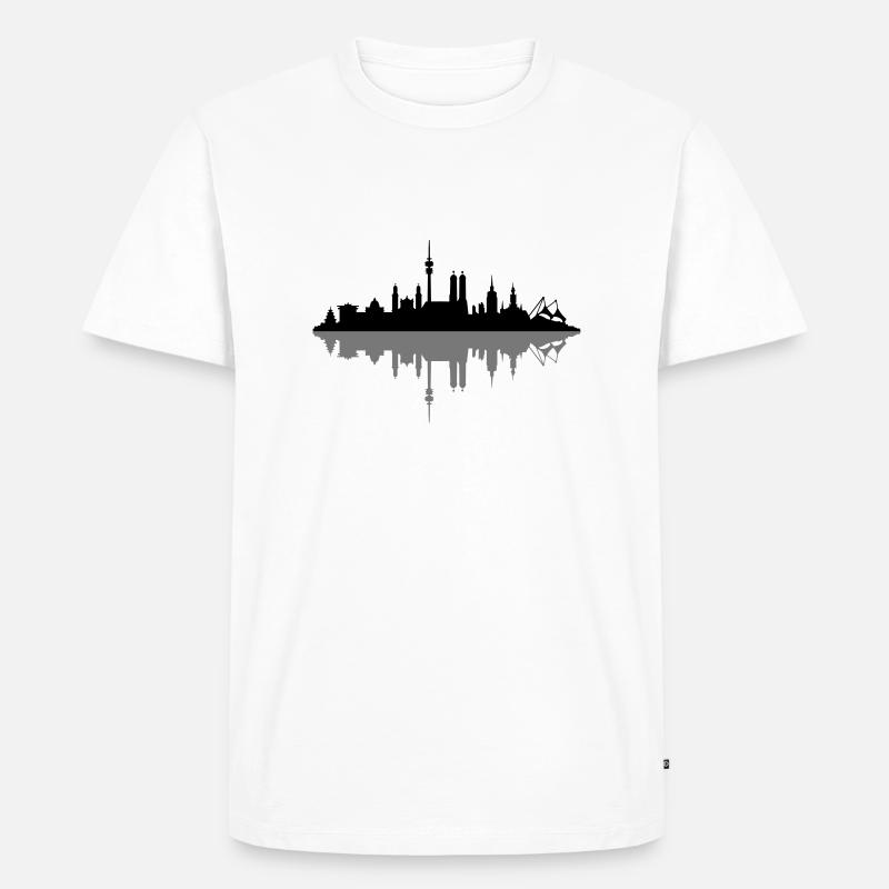 Skyline München Schatten - Männer Premium Bio T-Shirt - Weiß
