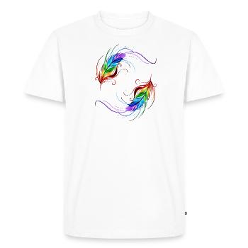Pride Regenboggen drapeau plume colorée LGBT - T-shirt Premium bio Homme - blanc - Devant - Nico (187cm)