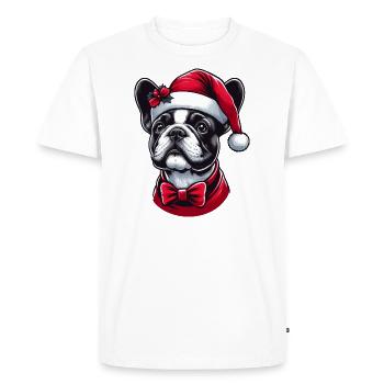 Mignon Frenchie chiot le Père Noël - T-shirt Premium bio Homme - blanc - Devant - Nico (187cm)