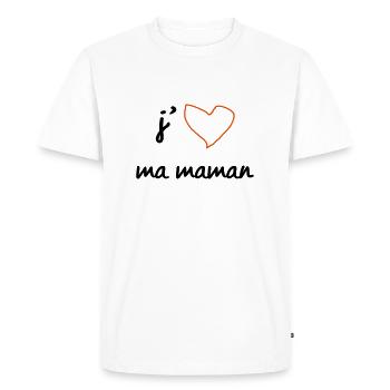 J'aime ma maman - T-shirt Premium bio Homme - blanc - Devant - Nico (187cm)