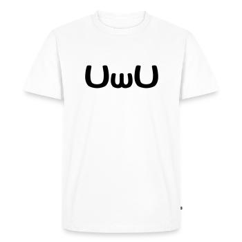 UwU Happy Anime Face Emoticon - Men's Premium Organic T-Shirt - white - Front - Nico (187cm)