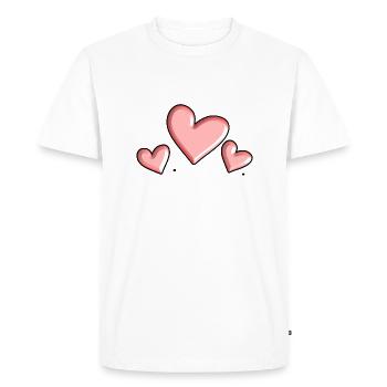 three hearts heart pink Valentine's Day - Men's Premium Organic T-Shirt - white - Front - Nico (187cm)