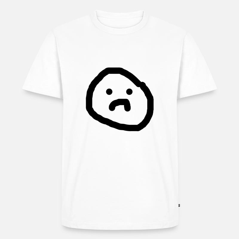 Trauriges Gesicht - Männer Premium Bio T-Shirt - Weiß