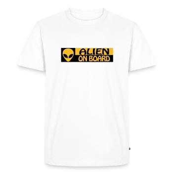 ALIEN ON BOARD - Men's Premium Organic T-Shirt - white - Front - Nico (187cm)