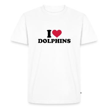 I love dolphins - Men's Premium Organic T-Shirt - white - Front - Nico (187cm)