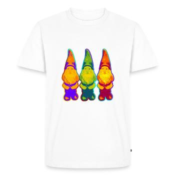 Garden Gnome Trio - style néon / pop - T-shirt Premium bio Homme - blanc - Devant - Nico (187cm)