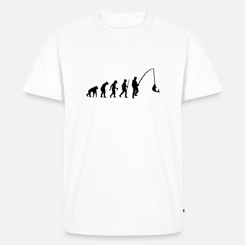 EVOLUTION FISCHEN! - Männer Premium Bio T-Shirt - Weiß