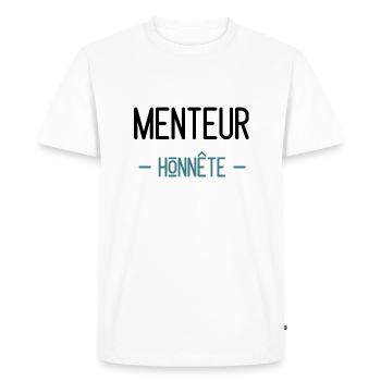 Menteur honnête - T-shirt Premium bio Homme - blanc - Devant - Nico (187cm)