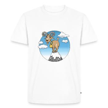 Chèvre de montagne Chèvre sur Mountain Peak Mountains Dessin animé - T-shirt Premium bio Homme - blanc - Devant - Nico (187cm)