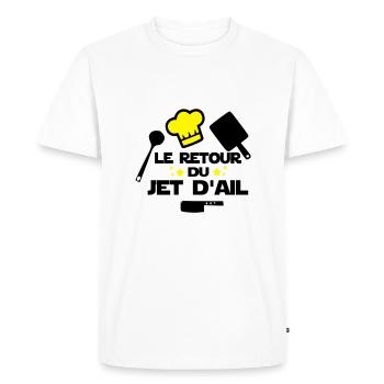 le retour du jet d'ail,citations,chef,cuisine - T-shirt Premium bio Homme - blanc - Devant - Nico (187cm)