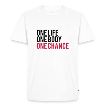 One Life One Chance One Body - T-shirt Premium bio Homme - blanc - Devant - Nico (187cm)