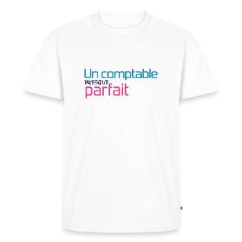 comptable / comptabilité / argent / Finance / Euro - T-shirt Premium bio Homme - blanc - Devant - Nico (187cm)