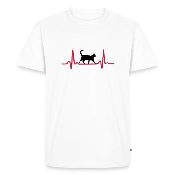 Cat & Heartbeat, Heart - T-shirt Premium bio Homme - blanc - Devant - Nico (187cm)