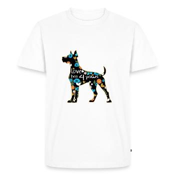 Chien dogue allemand avec des fleurs et des cœurs - T-shirt Premium bio Homme - blanc - Devant - Nico (187cm)