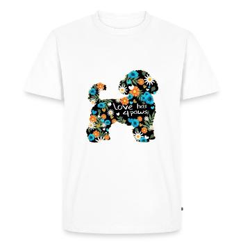 Bichon frisé chien avec des fleurs et des cœurs - T-shirt Premium bio Homme - blanc - Devant - Nico (187cm)