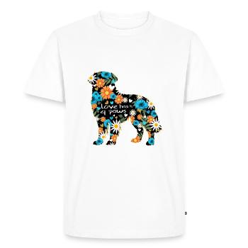 Bouvier Bernois Chien Chien Chien Dictons Patte - T-shirt Premium bio Homme - blanc - Devant - Nico (187cm)