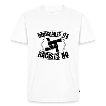 Contre le racisme et les nazis | Gauche Politique Cadeaux - T-shirt Premium bio Homme - blanc - Devant - Nico (187cm)