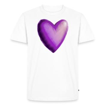 Idée cadeau violet violet coeur - T-shirt Premium bio Homme - blanc - Devant - Nico (187cm)