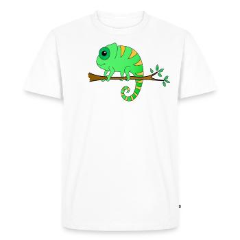 Caméléon sur une branche - T-shirt Premium bio Homme - blanc - Devant - Nico (187cm)