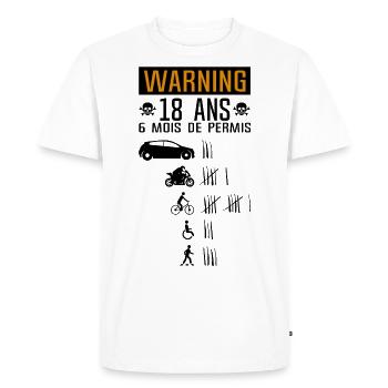 18 ans anniversaire permis conduire accident renve - T-shirt Premium bio Homme - blanc - Devant - Nico (187cm)