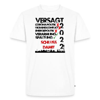La politique échoue 2022 Corona Ukraine Énergie - T-shirt Premium bio Homme - blanc - Devant - Nico (187cm)