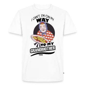 Je ne peux pas Je suis en route vers ma grand-mère - T-shirt Premium bio Homme - blanc - Devant - Nico (187cm)
